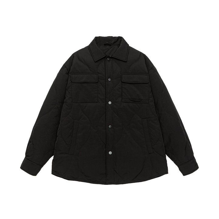 Men's Quilted Oversized Shirt Jacket with Quilting, Snap Buttons, and Chest Pockets Mune Fashion