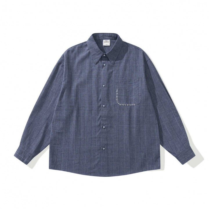 Unisex Oversize shirt made of structured wool blend with check pattern and decorative chest pocket Mune Fashion
