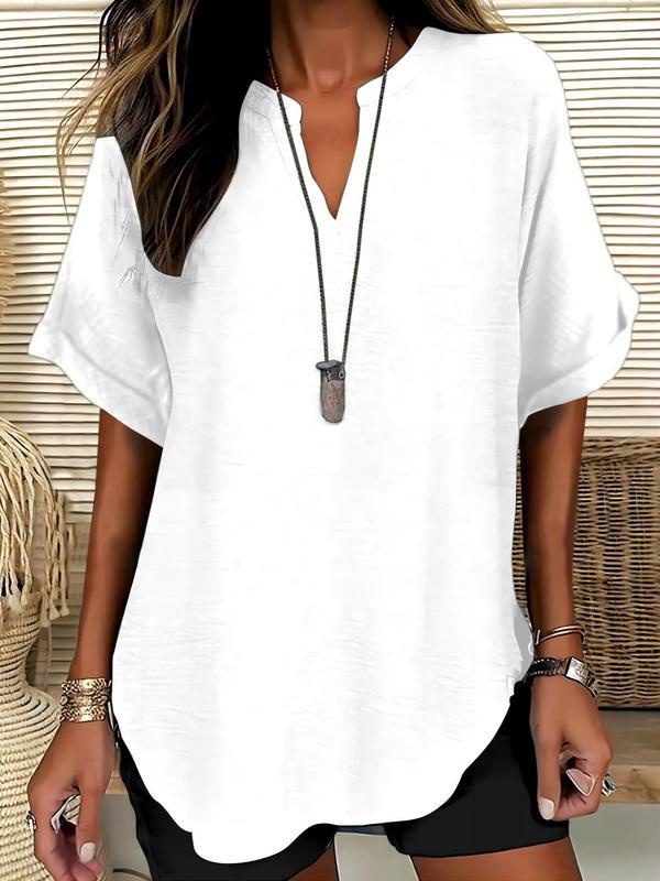 Ladies casual tunic with V-neck and wide-cut sleeves Mune Fashion