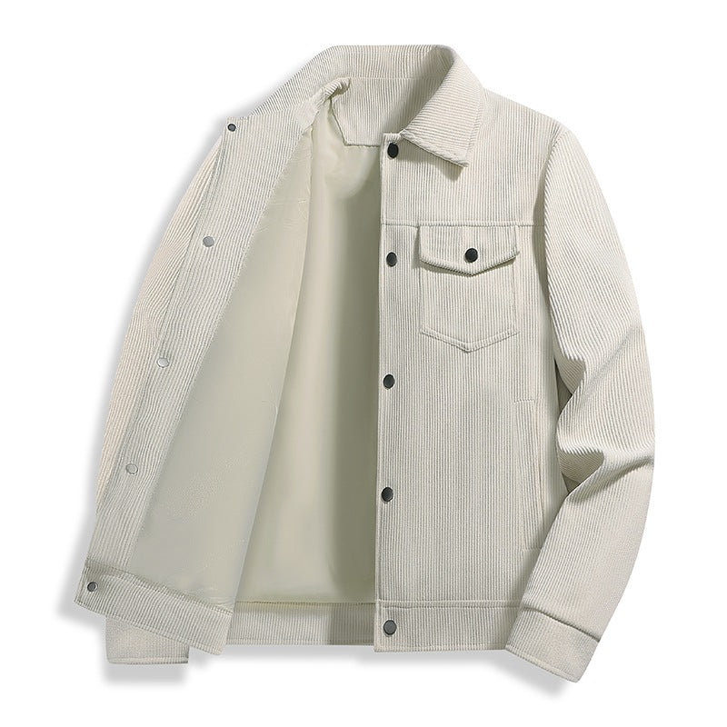 Men's Corduroy Trucker Jacket with Thermal Lining & Snap Button Front Mune Fashion