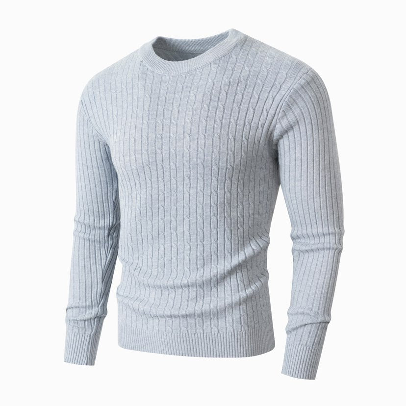 Men's merino-mix fine-knit sweater with cable pattern, ribbed cuffs, and slim silhouette Mune Fashion