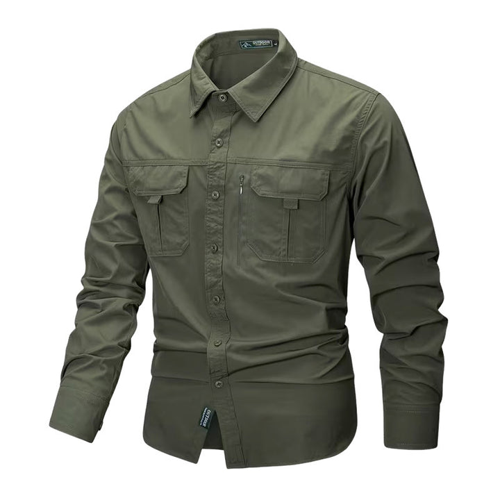 Men's robust trekking shirt with reinforced breast pockets and breathable material Mune Fashion