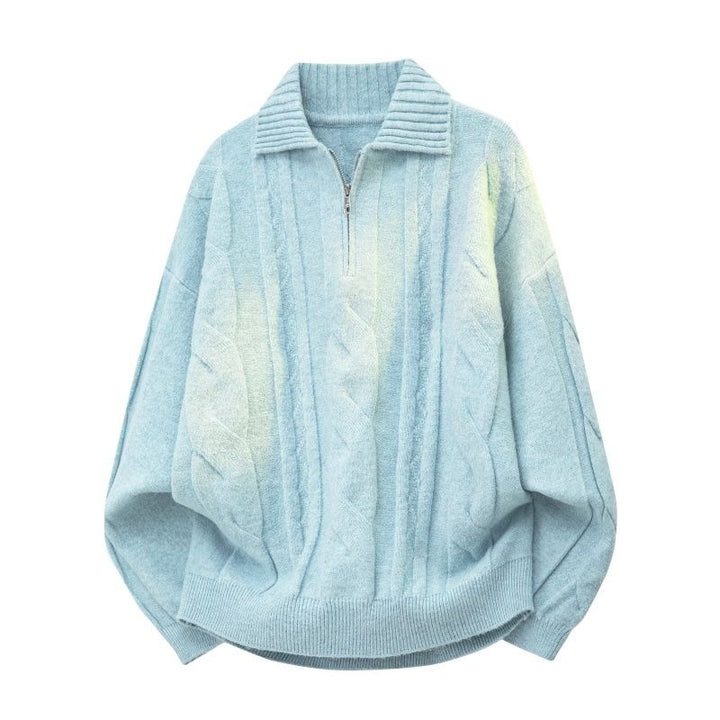 Women Oversize Cable Knit Sweater with High Roll Neck and Button Placket Mune Fashion