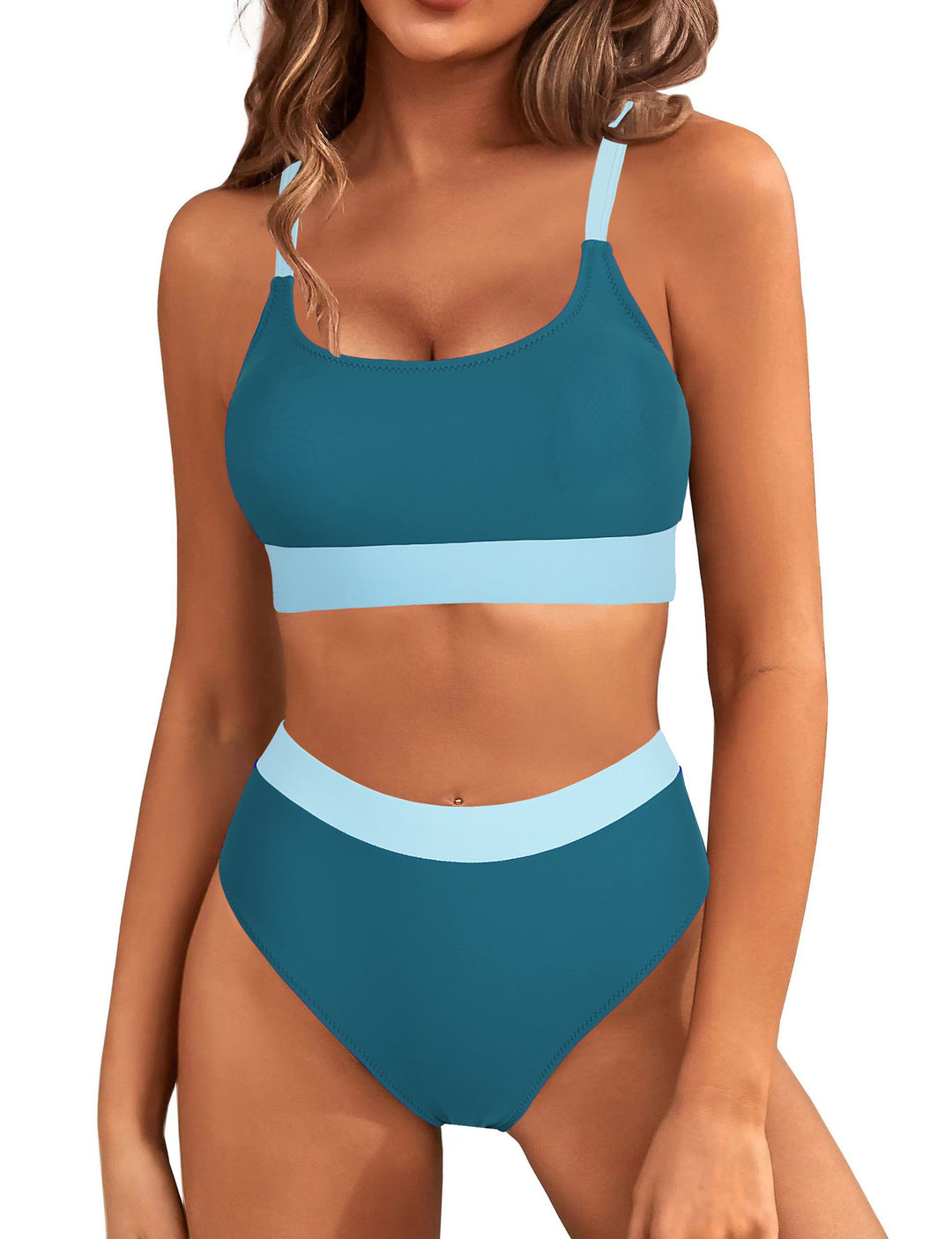 Women’s bikini set with color-blocking design and high waist Mune Fashion