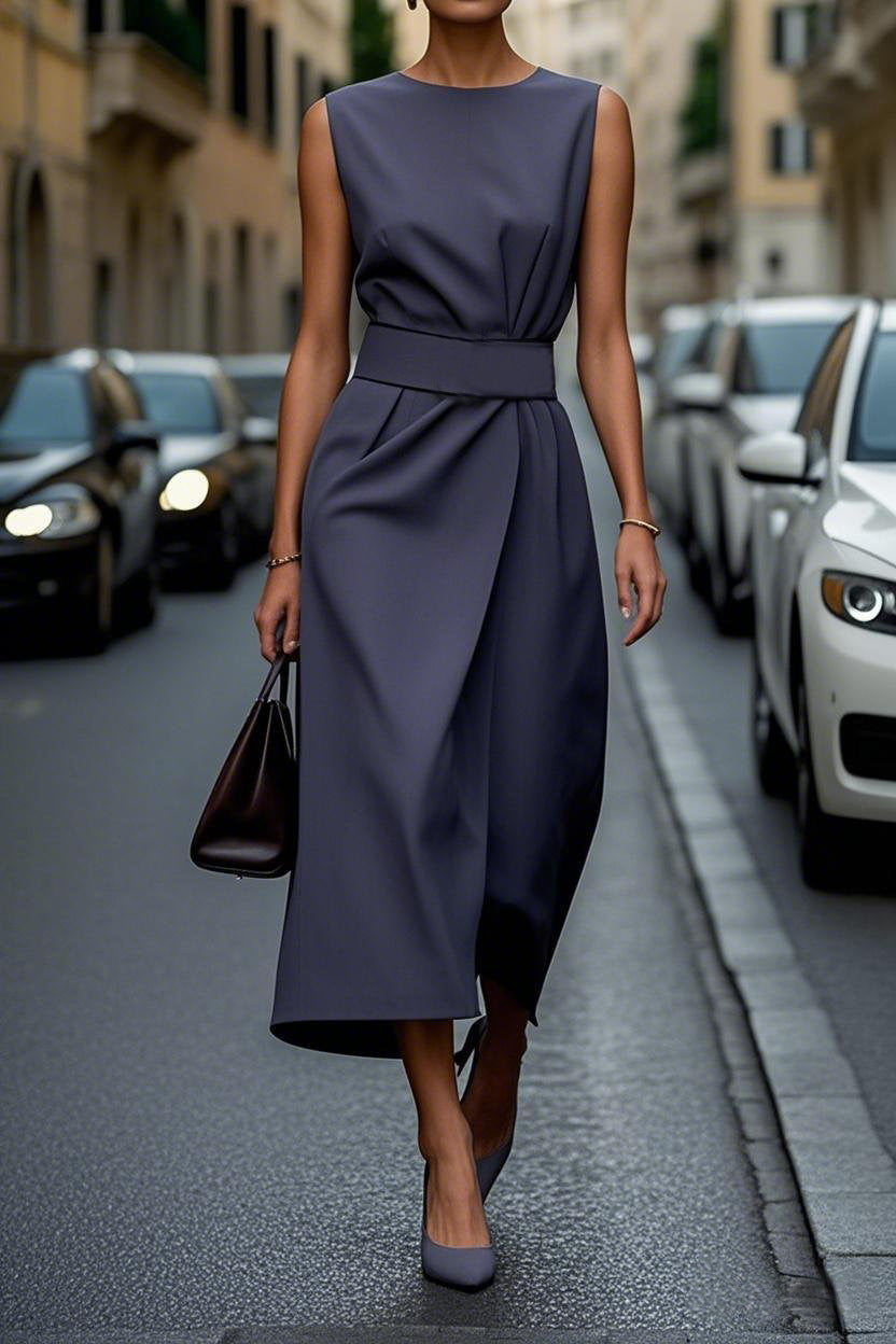 Elegant women's maxi dress with flowing cut & waist belt | Mune Fashion