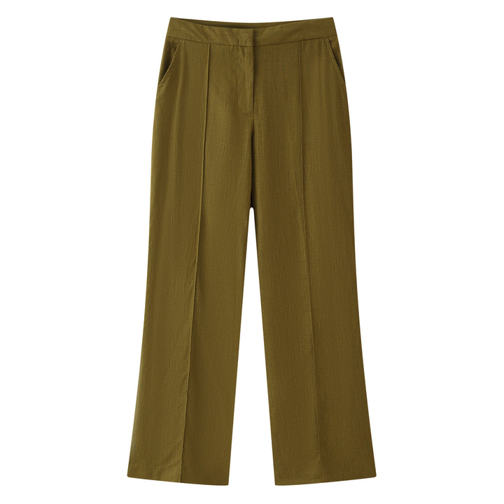 Women High-waisted wide fabric trousers with pleats and side pockets Mune Fashion