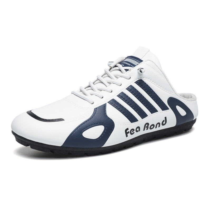Men's Slip-on Sneaker-Mule with Lacing and Grooved Rubber Sole Mune Fashion