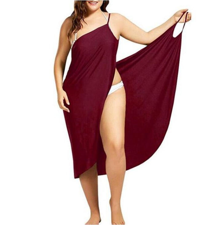 Women's nan versatile beach pareo wrap dress with spaghetti straps and asymmetrical hem Mune Fashion