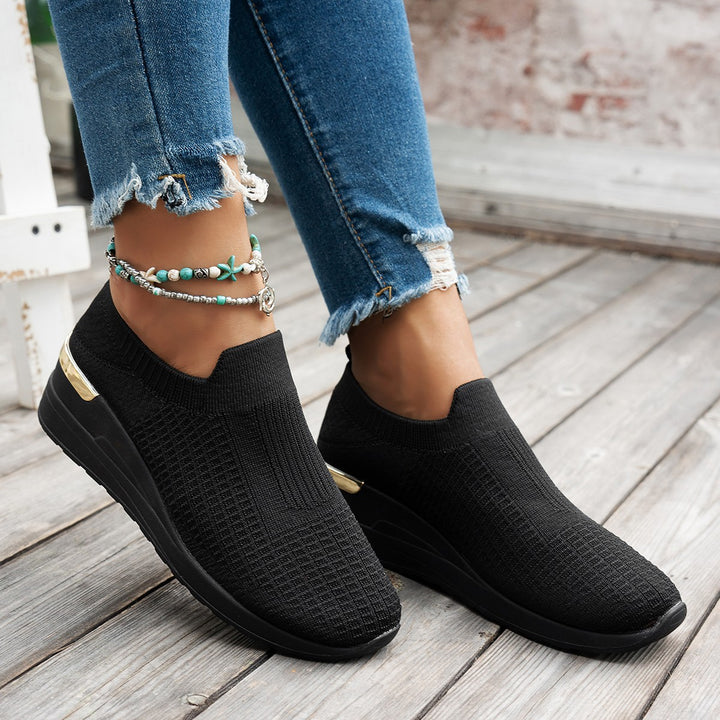 Women's  Sock Sneaker with elastic knitted upper leopard pattern and wedge profile sole Mune Fashion