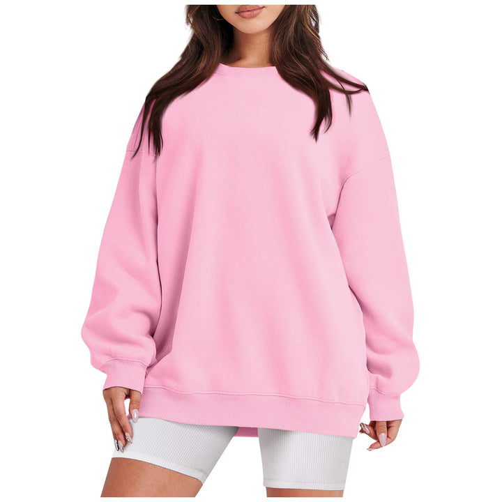 Women's Longline College Sweatshirt with Ribbed Hem, Raglan Sleeves and Brushed Inner Side Mune Fashion