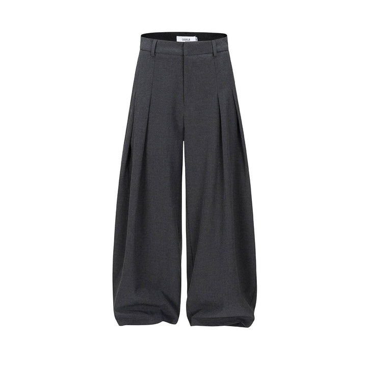 Women High-waisted wide pleated pants with crease and belt loops Mune Fashion