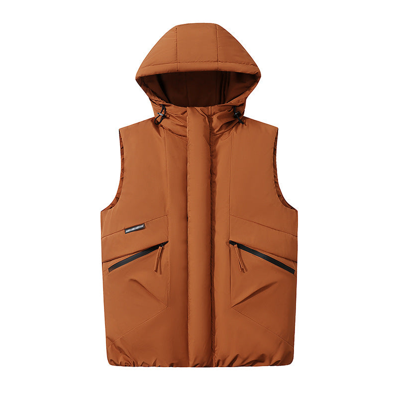 Men's Padded Hooded Quilted Vest in Technical Urban Look with Concealed Zipper & Utility Pockets Mune Fashion