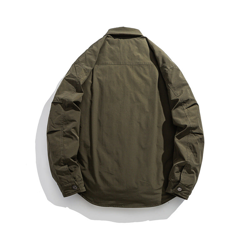 Men's Lightly Padded Overshirt Jacket with Shirt Collar and Snap Placket Mune Fashion