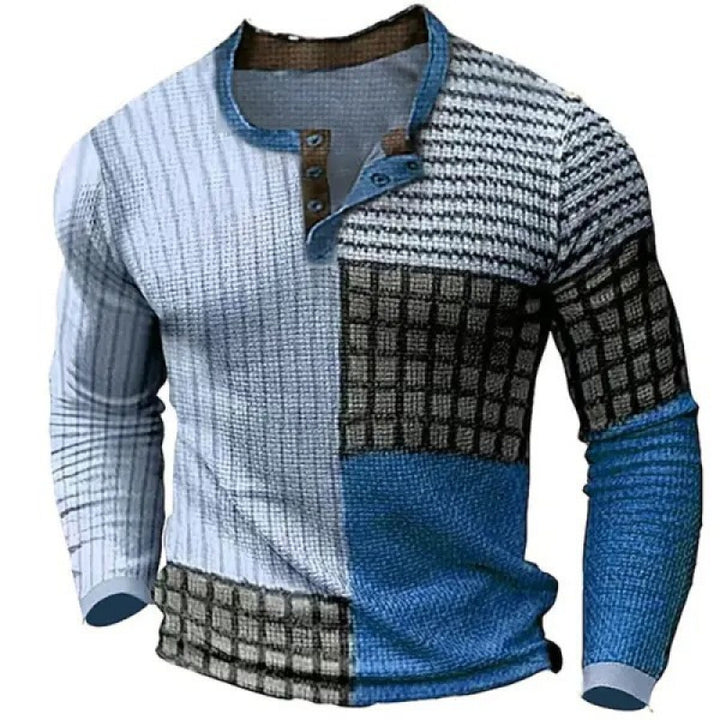 Men's sporty long-sleeve shirt with button placket Mune Fashion