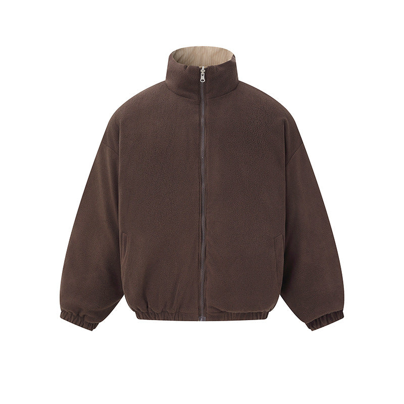 Unisex Reversible Boxy Jacket with Quilted Outer and Fleece Inner Side Mune Fashion