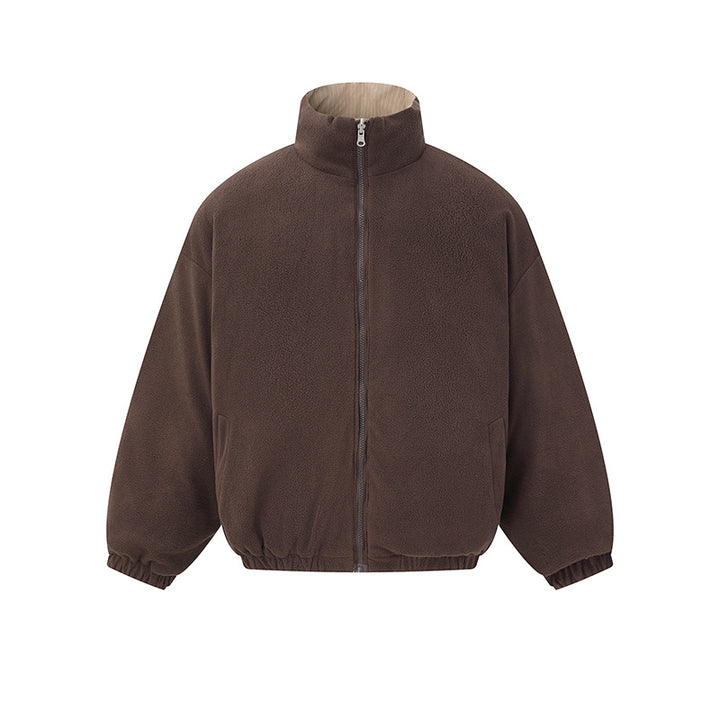 Unisex Reversible Boxy Jacket with Quilted Outer and Fleece Inner Side Mune Fashion