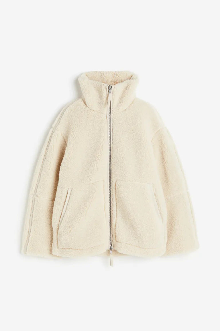 Women's Teddy Fleece Jacket with Stand-up Collar Mune Fashion