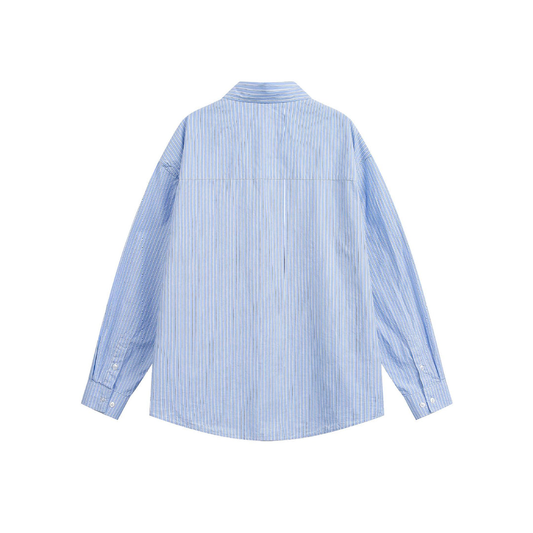 Men's loosely cut striped shirt in oversized fit with chest pocket and rounded hem Mune Fashion