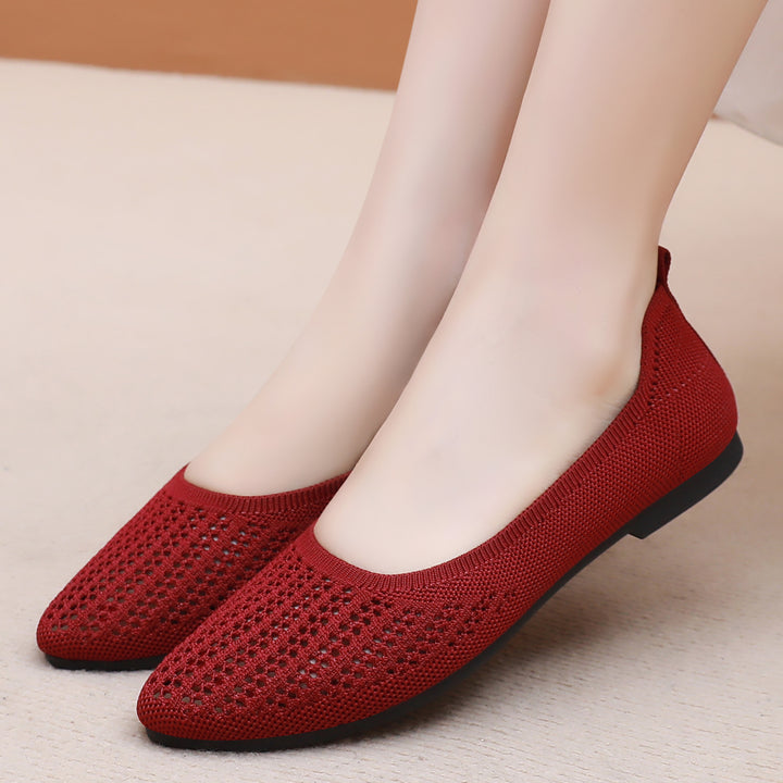 Ladies' breathable knitted ballerina slippers with perforated upper material and orthopedic memory footbed Mune Fashion