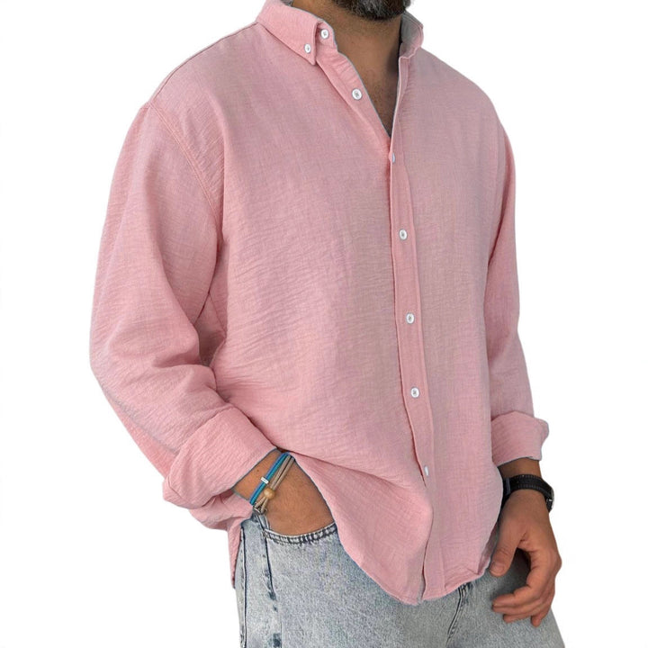 Men's nan lightweight cotton-linen shirt with button-down collar and relaxed fit Mune Fashion
