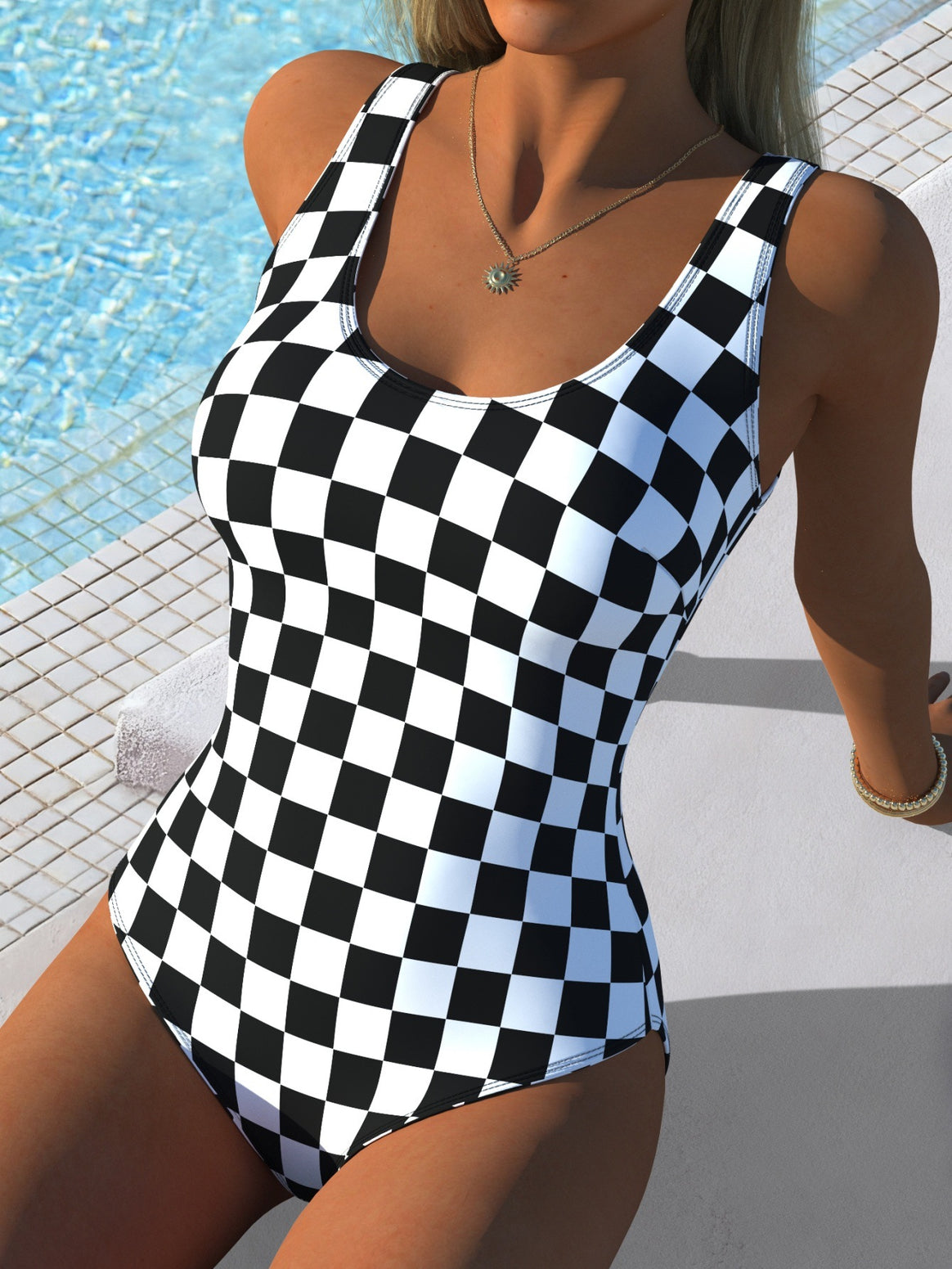 Ladies swimsuit with creative graphic design and high leg cut Mune Fashion