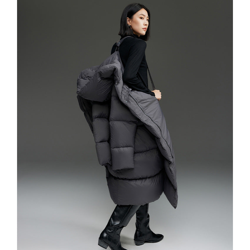 Women Long Quilted Down Parka with Hood and Thermal Insulation Mune Fashion