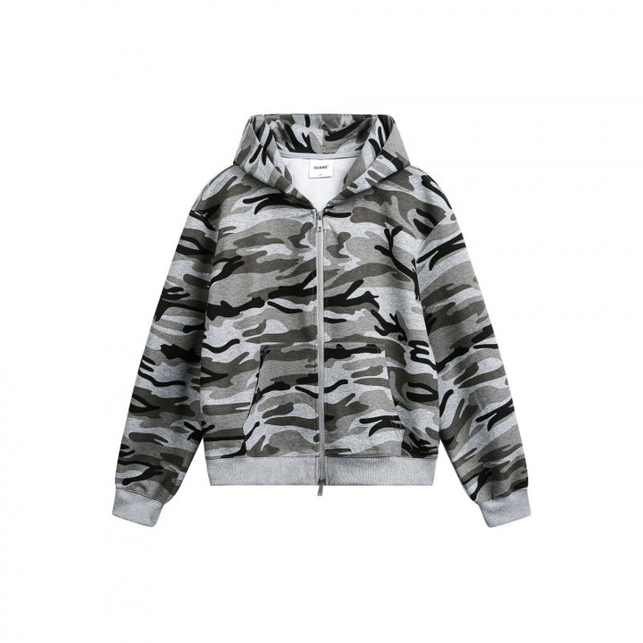 Unisex hooded jacket with camouflage pattern, full zipper and kangaroo pockets Mune Fashion