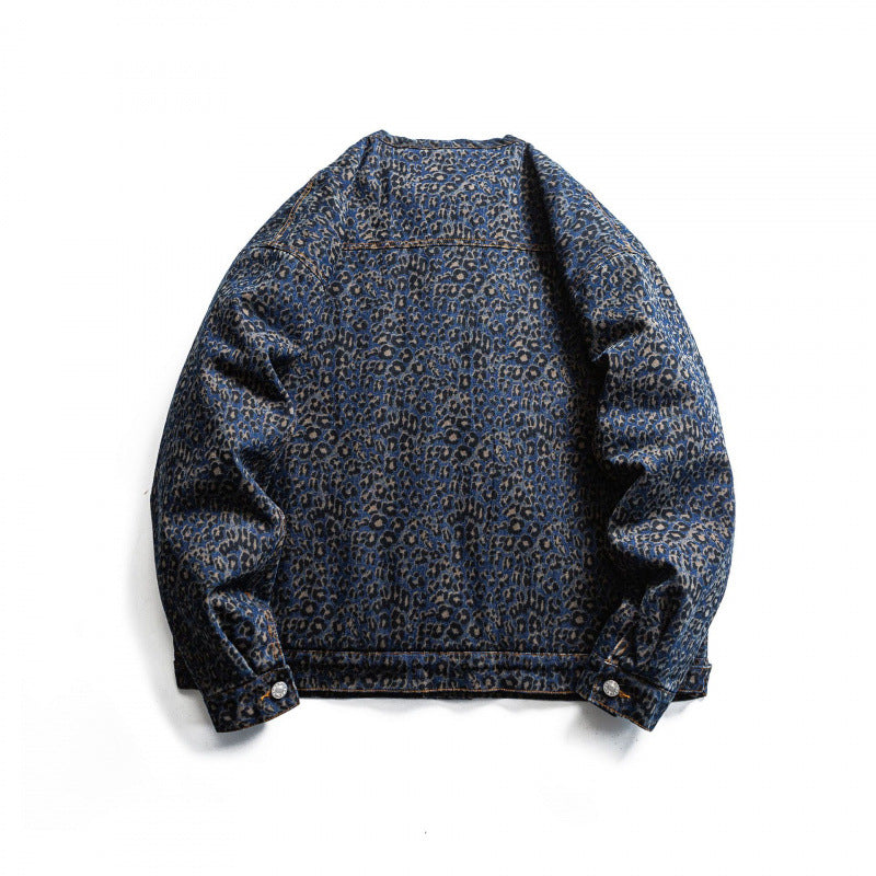 Men's Round Neck Denim Jacket in Boxy Cut with Contrast Stitching and Flap Pockets Mune Fashion