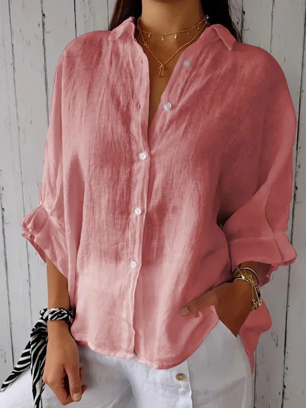 Women's Light Linen Blouse with Loose Fit Mune Fashion
