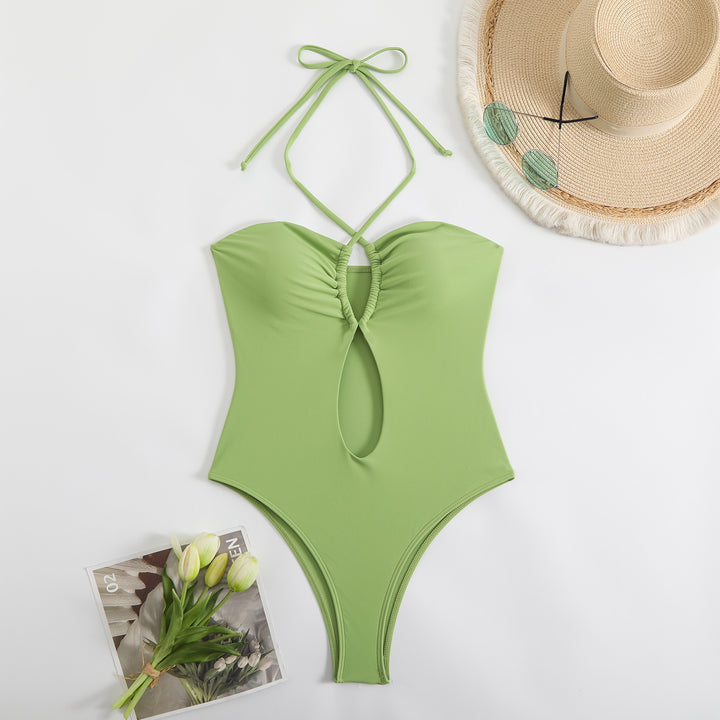 Women's One-Piece Swimsuit with Refined Gathering Mune Fashion
