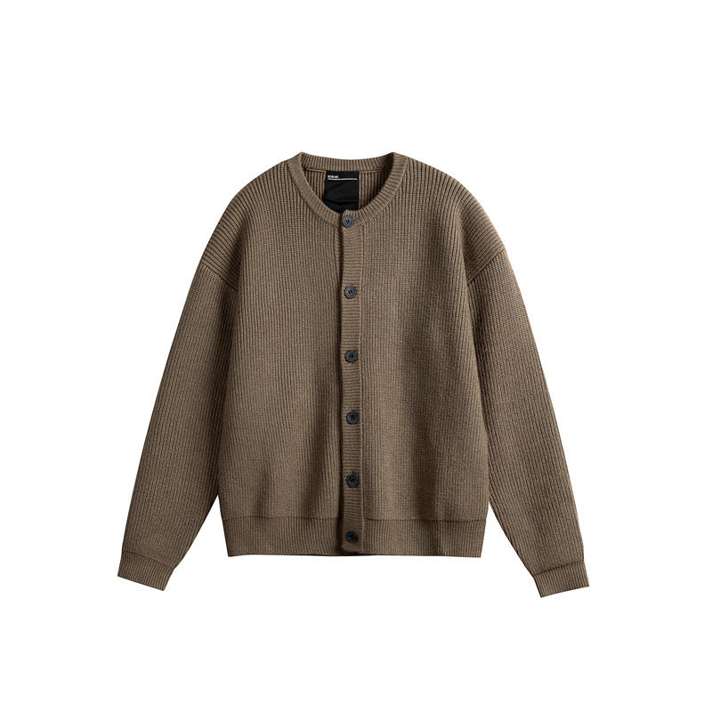 Women's Oversized Ribbed Knit Cardigan with Round Neck and Full Button Placket Mune Fashion