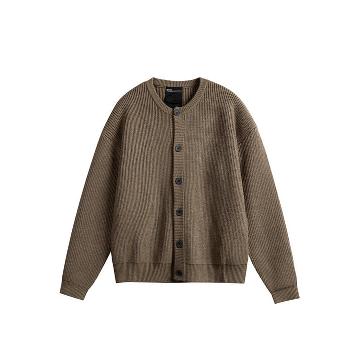 Women's Oversized Ribbed Knit Cardigan with Round Neck and Full Button Placket Mune Fashion
