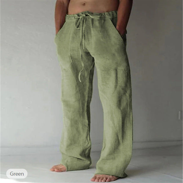 Men's linen pants with a loose fit, drawstring, and side pockets Mune Fashion