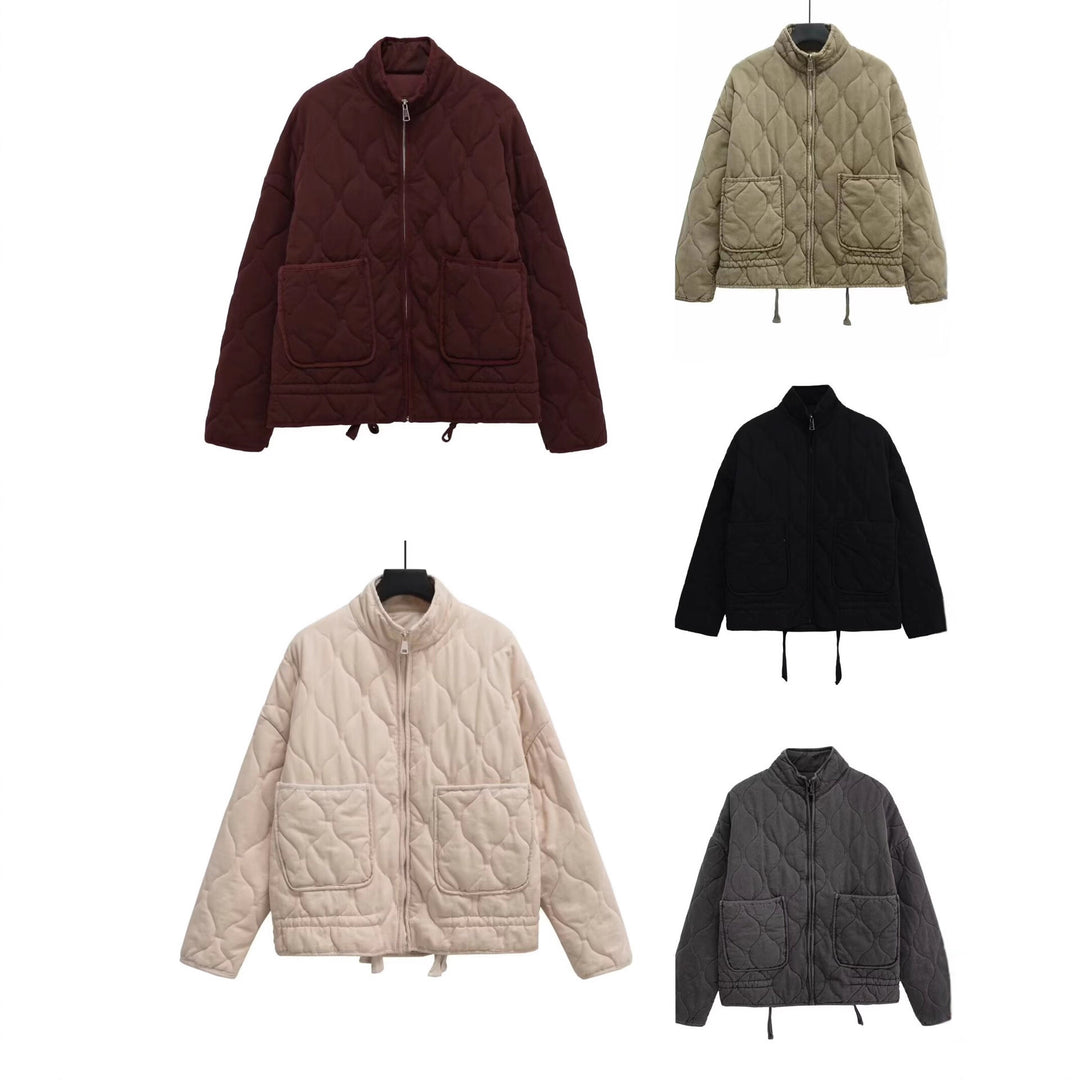 Women’s quilted jacket with stand-up collar, cushion quilting and drawstring Mune Fashion