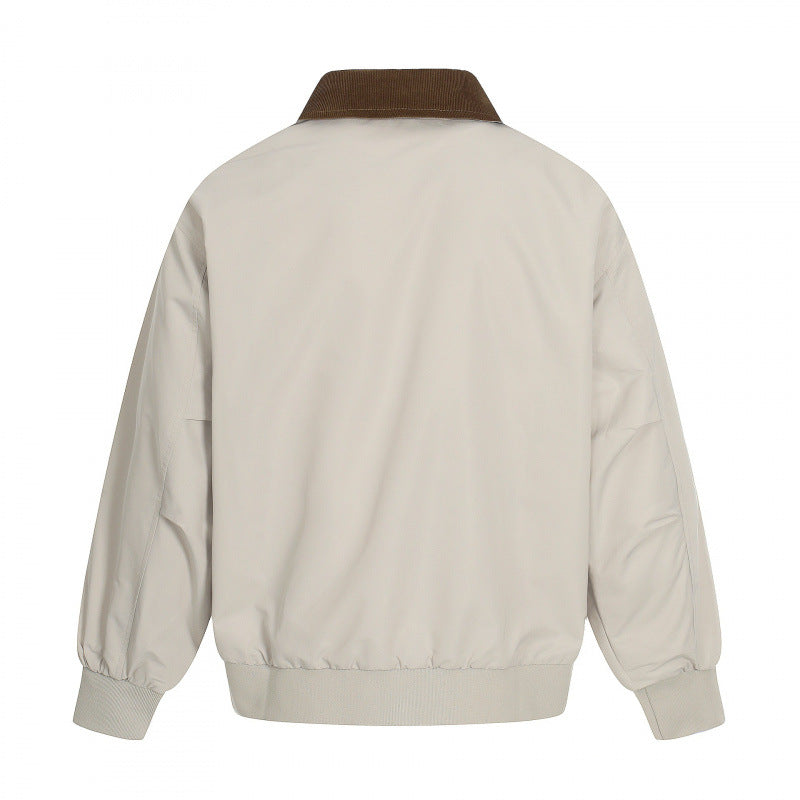 Men's Harrington jacket with corduroy collar, ribbed hem and discreet front zipper Mune Fashion