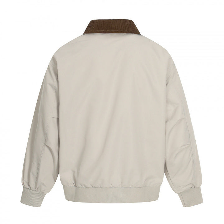 Men's Harrington jacket with corduroy collar, ribbed hem and discreet front zipper Mune Fashion