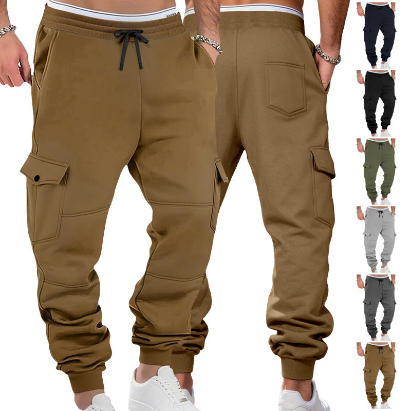 Men's casual jogging pants with cargo pockets, drawstring, and ribbed ankle hem Mune Fashion