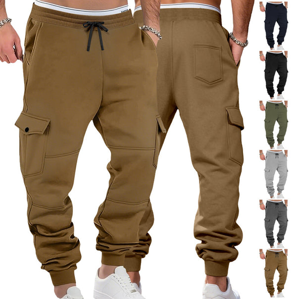 Men's casual jogging pants with cargo pockets, drawstring, and ribbed ankle hem Mune Fashion