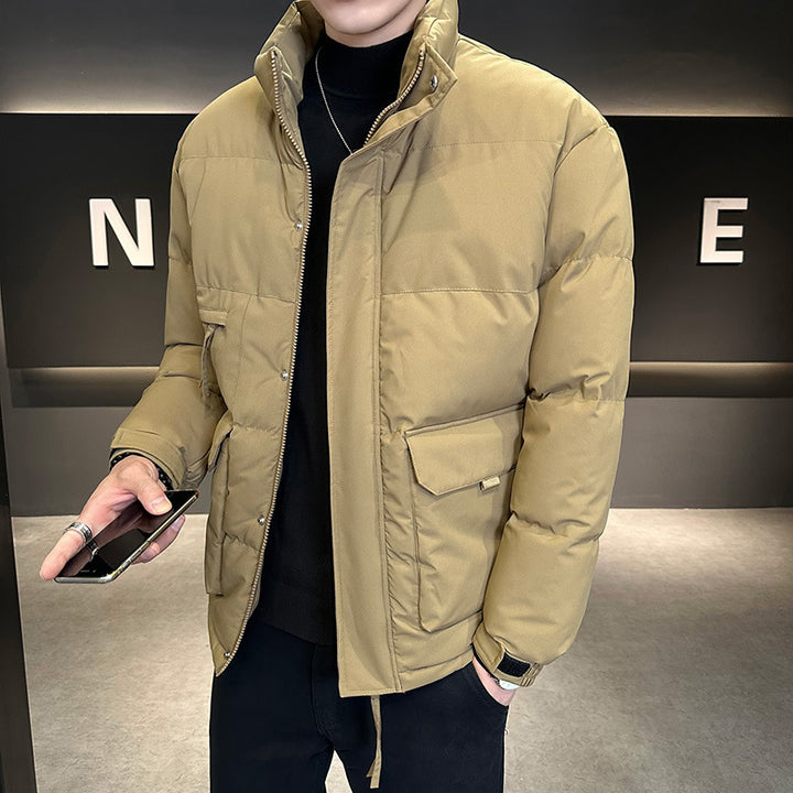 Men's thermo quilted jacket with high stand-up collar and flap pockets Mune Fashion