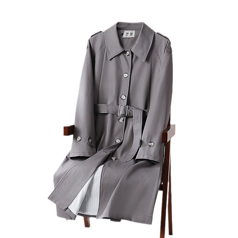 Men's long-cut trench coat with a fitted belt and decorative shoulder straps Mune Fashion