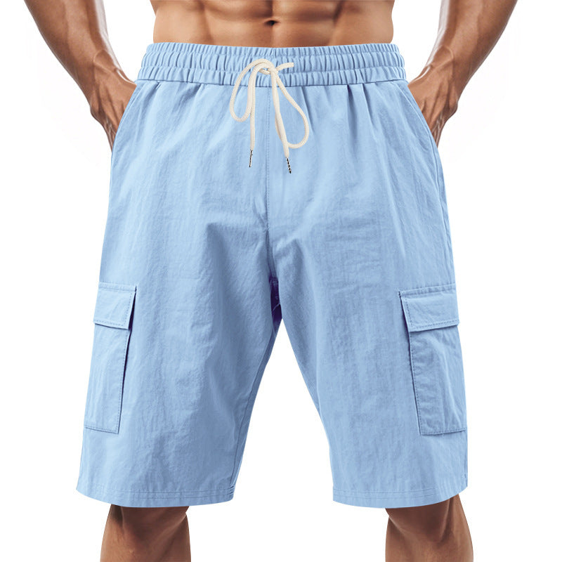 Men's technical cargo shorts with elastic drawstring waistband, secure flap pockets, and quick-drying functional material Mune Fashion