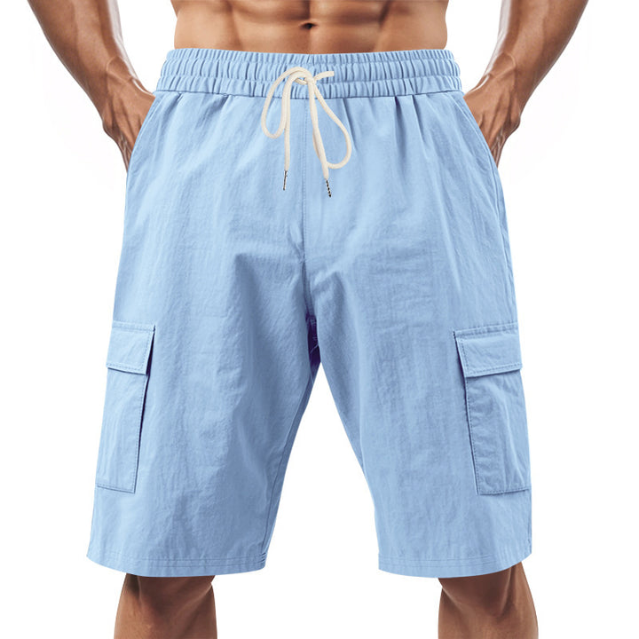 Men's technical cargo shorts with elastic drawstring waistband, secure flap pockets, and quick-drying functional material Mune Fashion