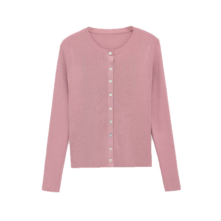 Women’s fine-knit cardigan with ribbed structure and continuous button placket Mune Fashion