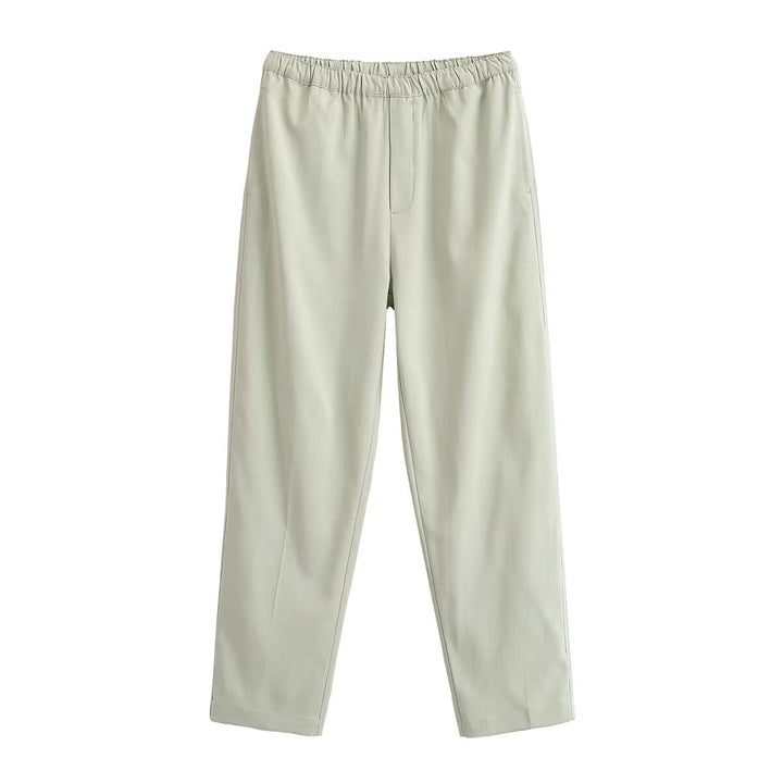 Women's Relaxed Pants with Elastic Waistband and Straight Leg Mune Fashion