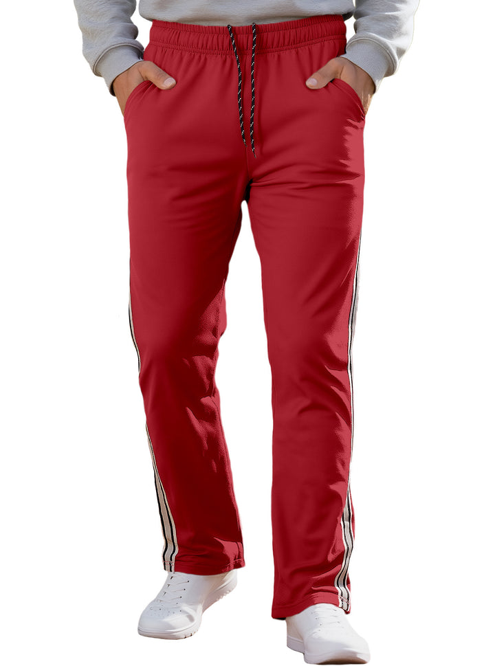 Men's Nan Retro Track Pants with Tapered Leg, Elastic Waistband, Drawstring, and Side Stripes Mune Fashion