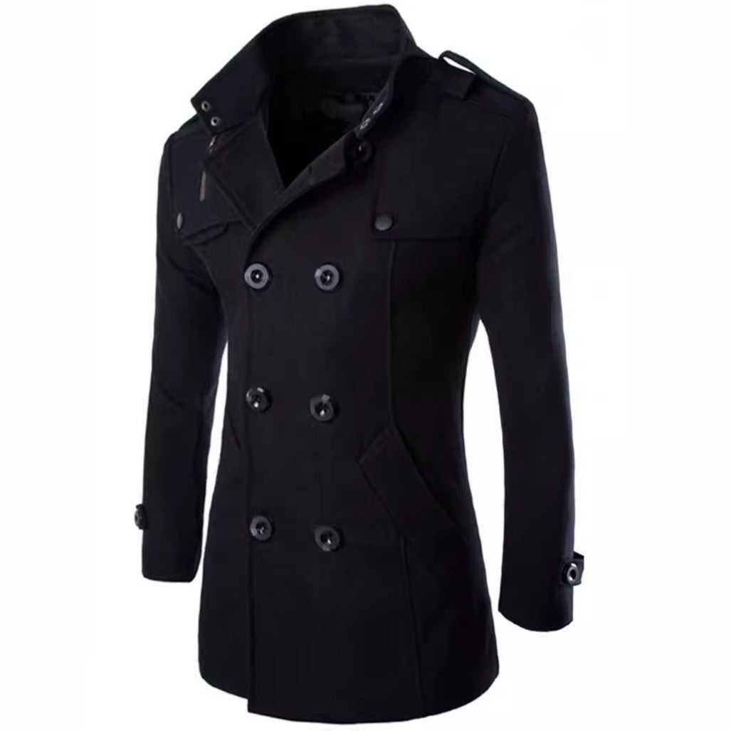 Men's short coat in navy-inspired double-breasted with tailored cut Mune Fashion