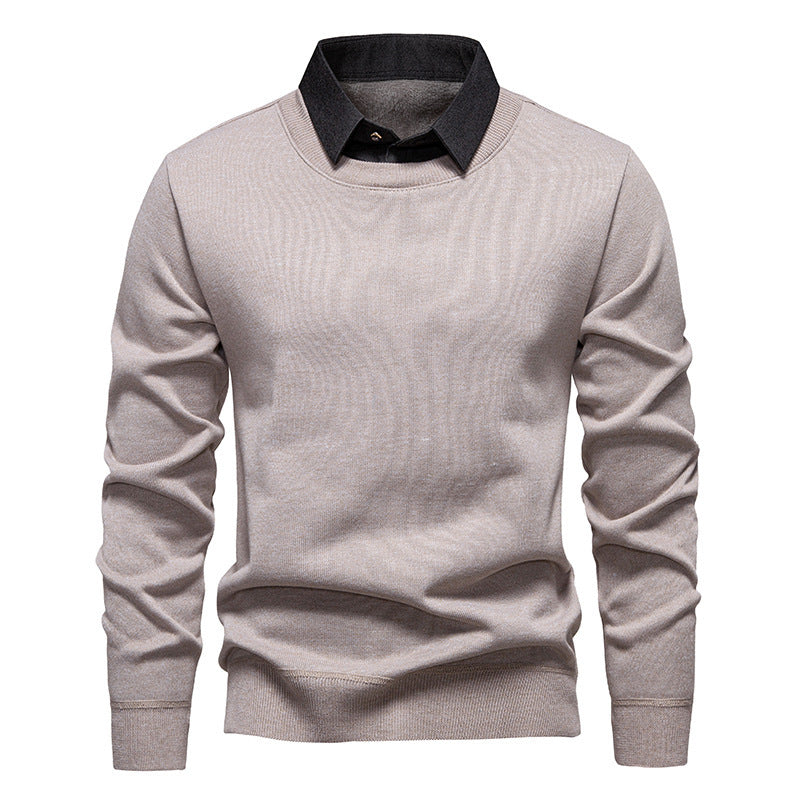 Men's fine knit sweater with integrated shirt collar and slim silhouette Mune Fashion