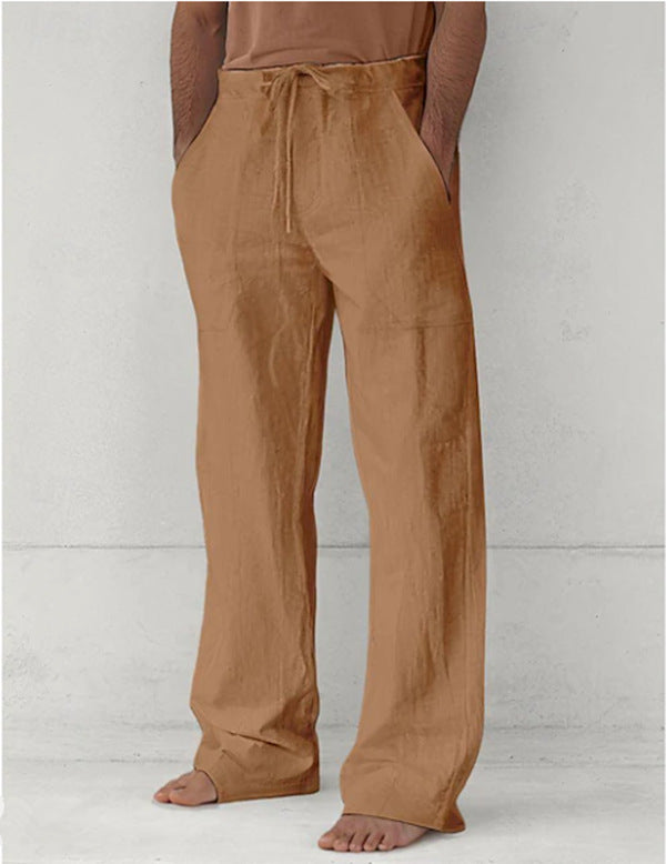 Men's light Relax Chino made of linen blend with loose leg, drawstring waistband and side pockets Mune Fashion