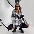 Women's Checked Overshirt in Shacket Style with Hem Pockets and Button Closure Mune Fashion