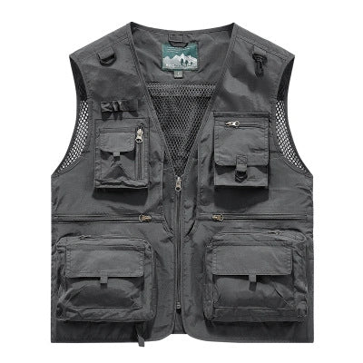 Men's Multifunctional Cargo Utility Vest with numerous zippered pockets and D-rings Mune Fashion